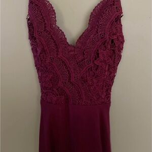 Elegant Lace Burgundy Dress